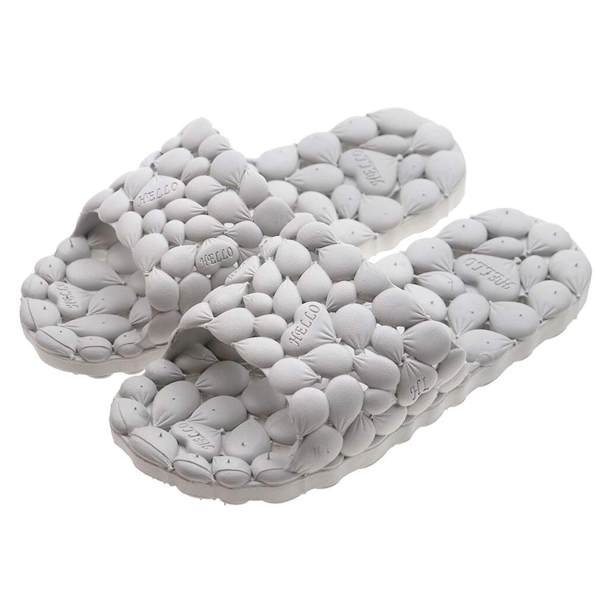 PROCHE womens Bath Shower Drainage Holes Quick Drying Indoor Bathroom House Gym Anti-Slip Breathable Soft Sole Open Toe Slippers, A-gray, 11-12 Women/10-11 Men