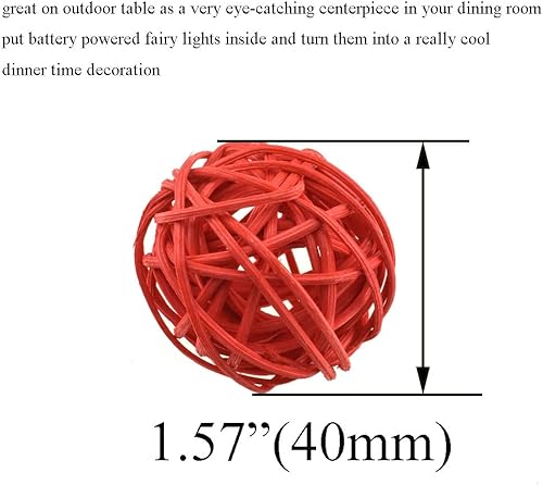 Miniatura 2 de HAHIYO Bolas de mimbre de mimbre de 1.575 pulgadas de diámetro, bien construidas, permanecen apretadas, magníficas tonalidades de color, espacio de