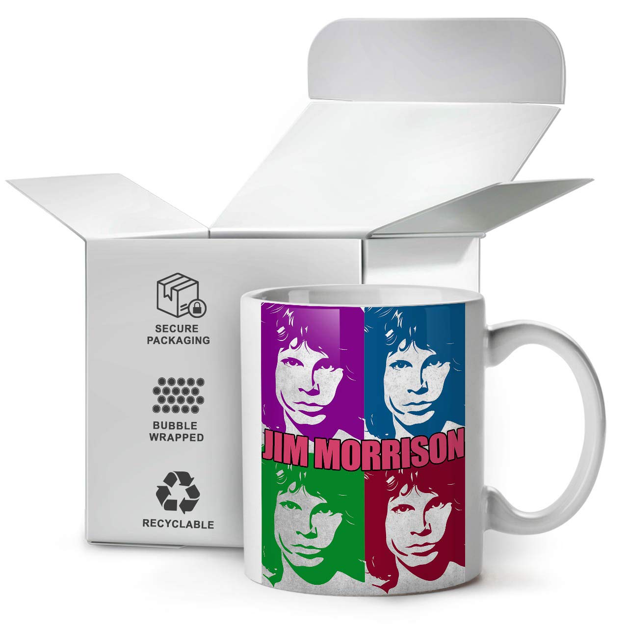 Mug Personnalisé Jim Morrison The Doors - Noir Et Blanc - Céramique 325ml - Cadeau Musique Rock