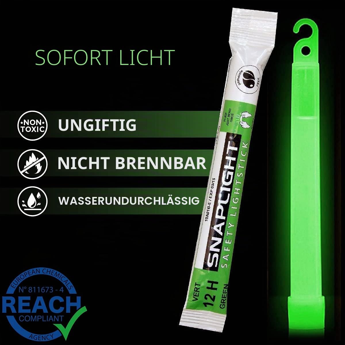 Cyalume SnapLight Grün KnickLichter Glow Sticks – 15cm 6 Inch Industrial Grade Leuchtstab, Ultra helle Light Sticks mit Leuchtdauer 12 Stunden (30-er Pack)