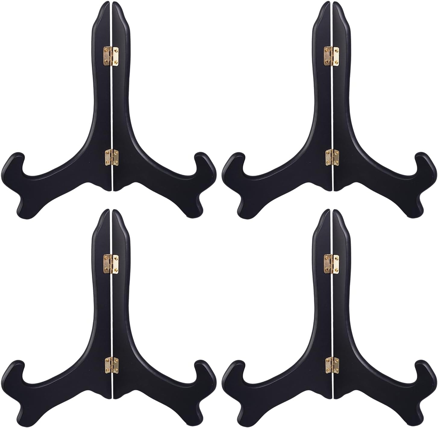 4 Pcs Wooden Plate Stands Tabletop Art Holder Picture Frame Easels Book Dish Decorative for Display