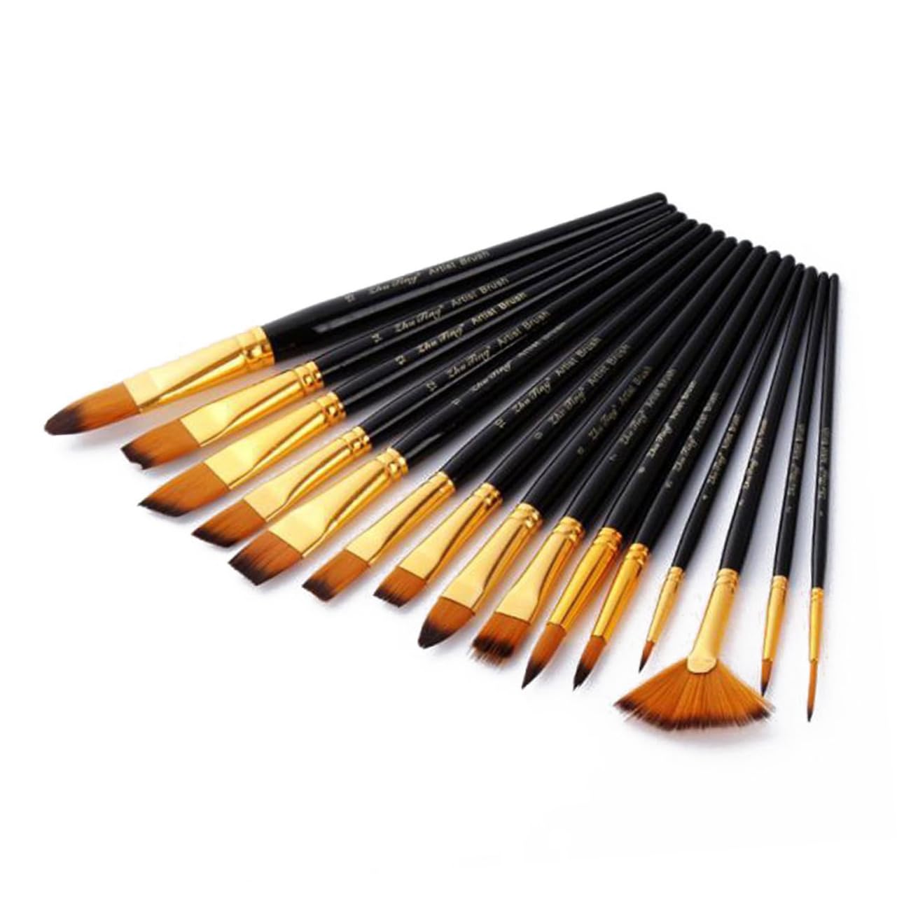 LALAFINA Serie 15 Pennelli a Punta Fine Pennello Per in Nylon Vestito Nero Pennello Dell'artista Penne Nere Per Disegnare Abito Spazzolini Pittura Colori Acrilici La Faccia