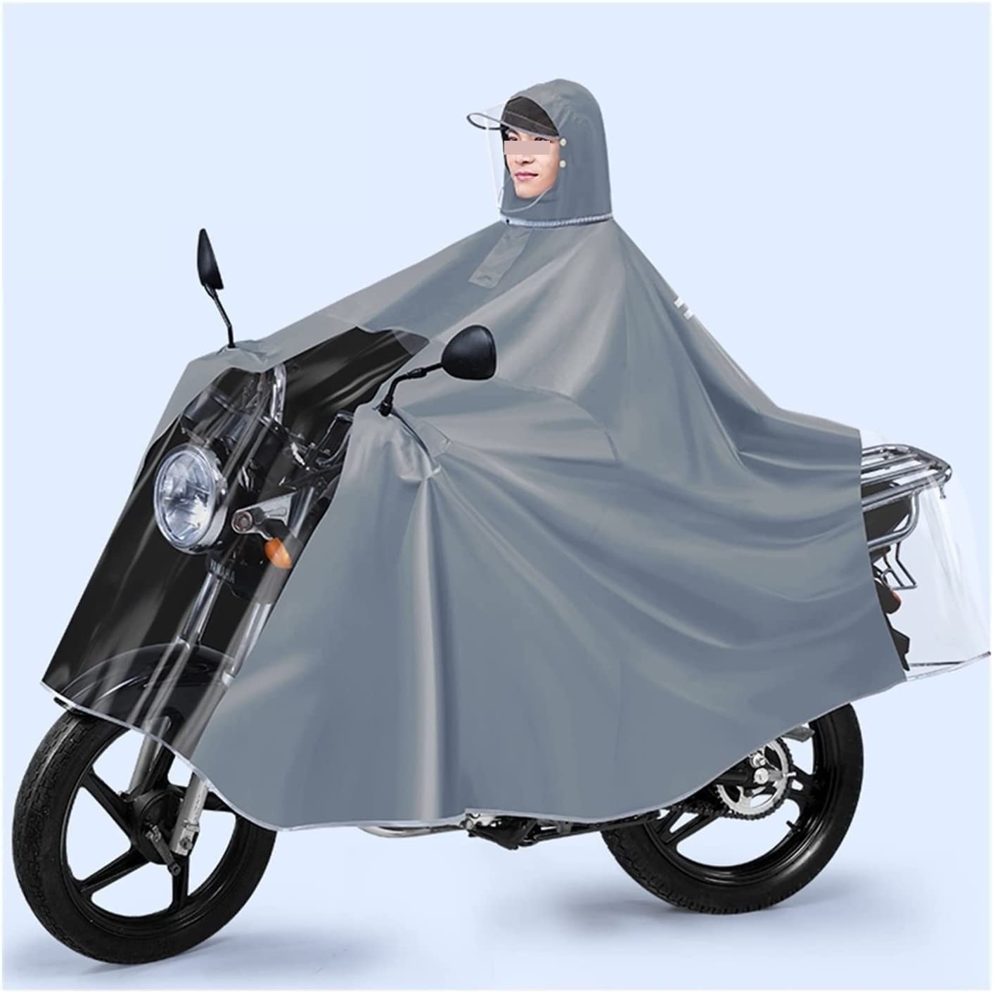 Ponczo przeciwdeszczowe, płaszcz przeciwdeszczowy, Wiatroodporna peleryna przeciwdeszczowa unisex z kapturem, na rower, e-rower, motocykl, skuter inwalidzki Ponczo przeciwdeszczowe (kolor: niebieski,