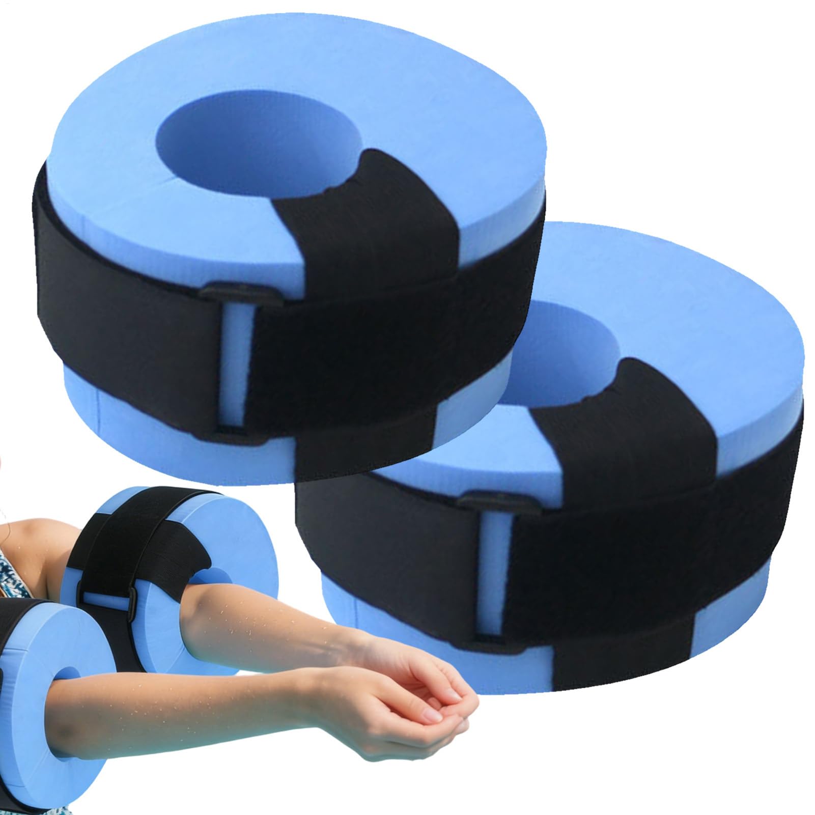 Foam Swim Aquatic Cuffs, Anti-Choking Swimming Practice Swim Arm Floats with Release Buckle