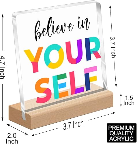 Miniatura 2 de Decoración inspiradora de escritorio, letrero de acrílico con soporte de madera para el hogar, oficina, aula, estante, decoración de mesa, A333