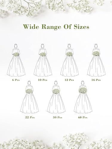 Miniatura 6 de Yastouay Flores artificiales de aliento de bebé, 10 piezas de flores artificiales blancas falsas de aliento de bebé, ramo de gypsophila de aliento