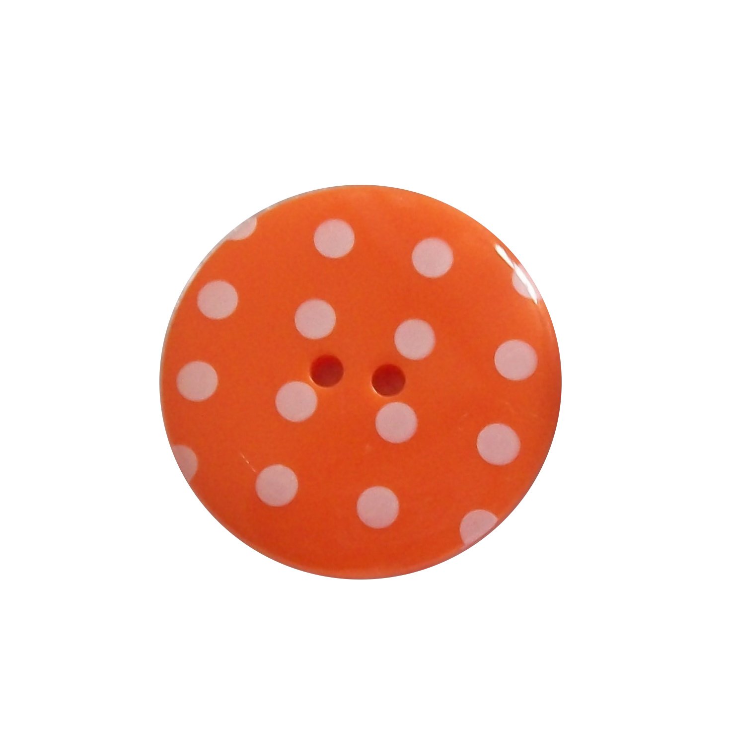 Push The Button Orange With White Round Plastic Polka Dot Spot 2 Hole Buttons Pack Of 5 (34Mm, )