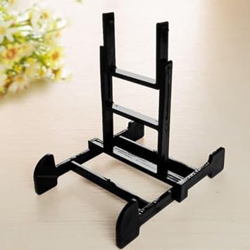 Display Easel Stand for 6-10 Inch Plates Bowls Photos Art, Adjustable Plastic Picture Frame Holder Book Stand for Home Kitchen Office Shelf(Black)