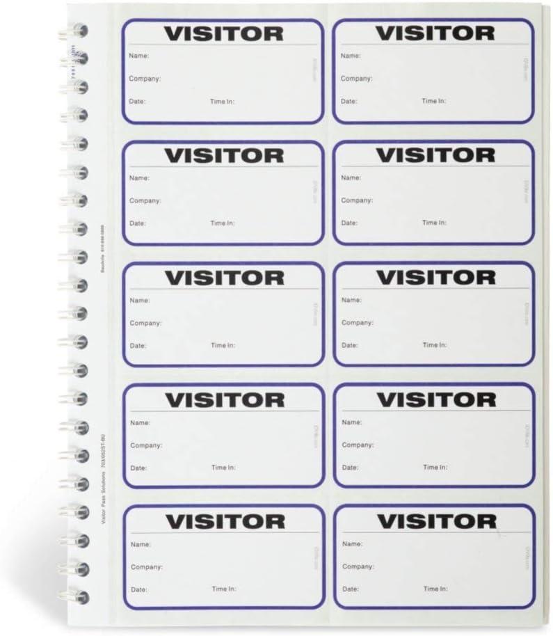 Visitor Log Book, SpiralBound Visitor Badges, Guest Register Book, Carbon Copy