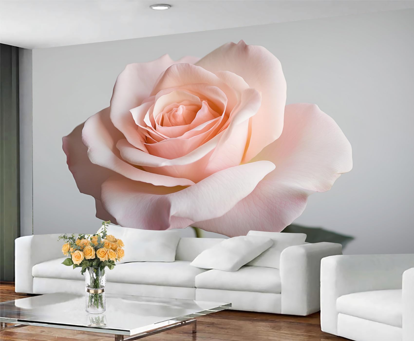 GIVLWF Rose Wallpaper, Pink Flowers Peel and Stick Wallpaper for Bedroom, Renter Friendly Wall Paper for Living Room, Romantic Simple Wall Mural - Large Home Decor 300x230 cm — image 1