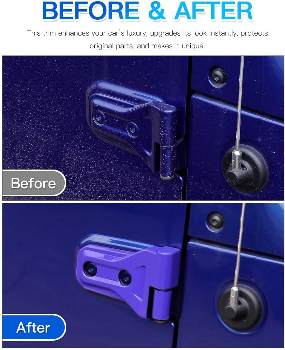 Barong for 2018-2025 Jeep Wrangler JL JLU Sport Sahara Freedom Rubicon Unlimited & Gladiator JT 2-Door and 4-Door Exterior Accessories Door Hinge Cover Trim - Purple
