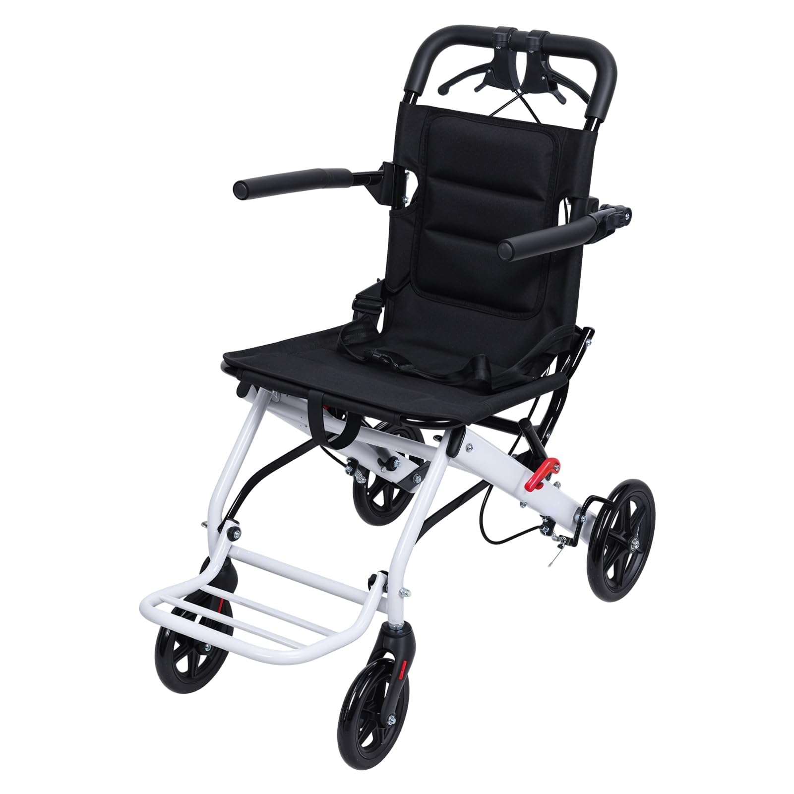 YGNVMCXJG Super Lightweight Folding Wheelchair for Adults and Seniors, Portable Travel Wheelchair with One-Second Fold, Adjustable Safety Strap, Smooth PU Wheels, Aluminum Frame