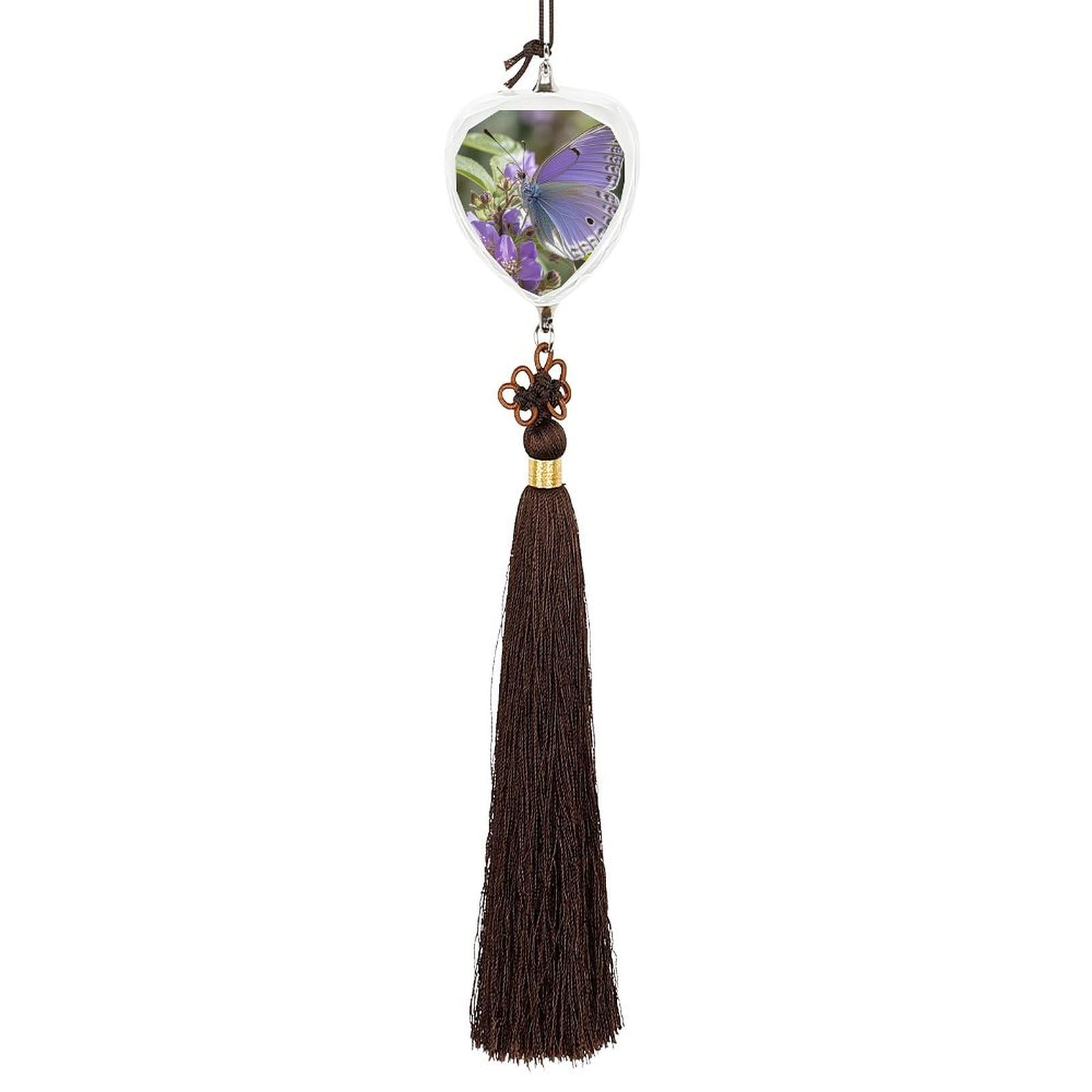 Crystal Auto Pendant Charms Love Crystal Car Rear View Mirror Charms Purple Plum Butterfly Auto Hanging Interior Ornament Pendant Car Interior Accessories for Women Men CarCharms Decor