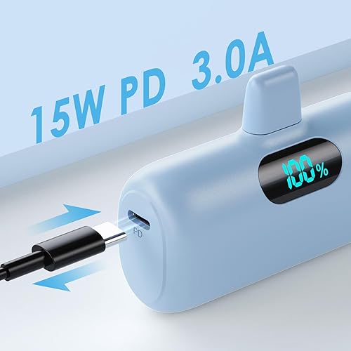 Miniatura 6 de Cargador portátil pequeño para iPhone, cargador de batería de carga rápida PD de 5000 mAh actualizado, mini cargador de batería enchufable