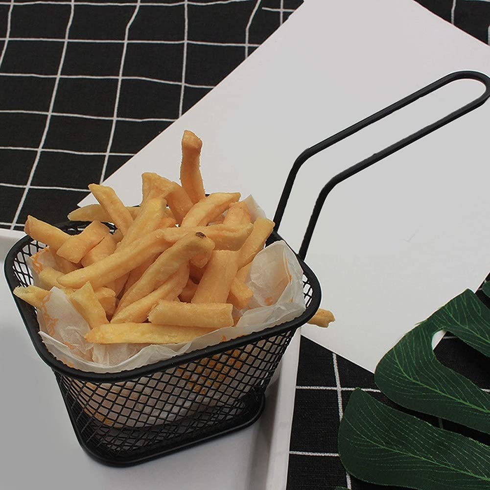 Set di cestelli per Patatine Fritte in Acciaio Inox - 2 Pezzi, scolapasta a Rete Dorata, utensile da Cucina per Patatine Fritte Perfettamente croccanti, Accessori Resistenti per friggitrice