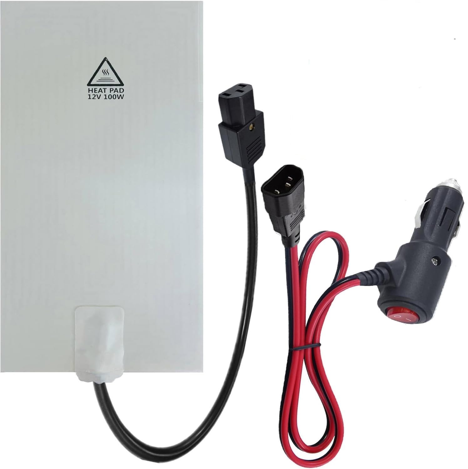 RICHOOSE 12V Pizza Hot Food Delivery Bag Heating Warmer Pad,100W Silicone Food Warmer Pad,Max. Temperature 176℉ (80℃), w/Car Charger and On/Off Switch, 2m detachable power cable