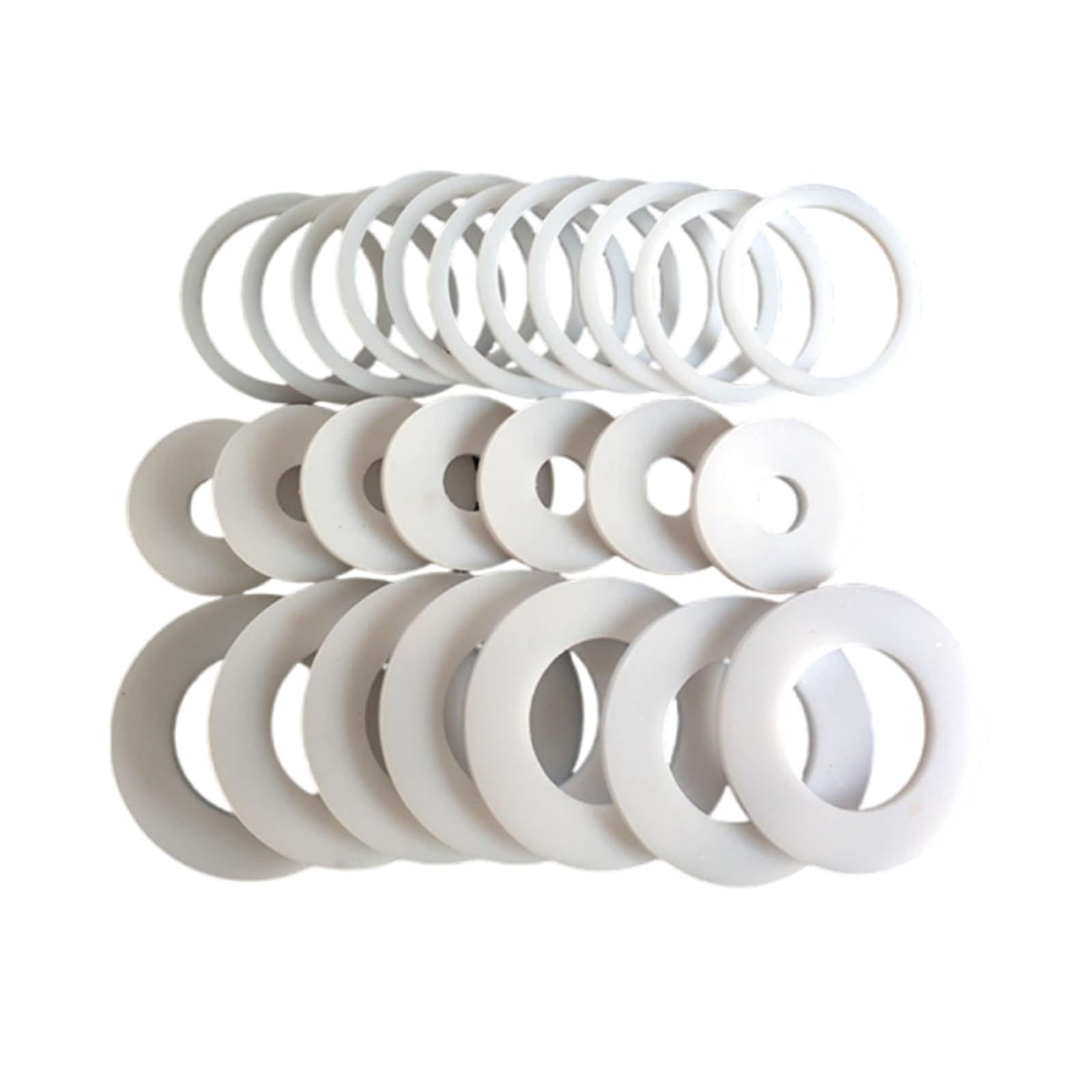 Anillos de sellado de caucho de nitrilo, 10 piezas de juntas blancas de PTFE arandela de plástico sello plano diámetro interior 16-42 mm espaciador de sello tipo O (19 x 12 x