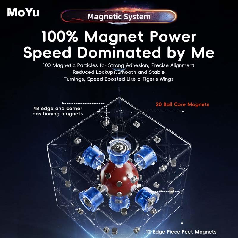 Moyu WeiLong WRM V9 SpeedCube MagLev 20 Aimant Ball Core MagLev Full Positioning 3 x 3 Cube magique, Dual Adjustment SpeedCube, Magnetic Master Stickerless Magic Cube, Deal Puzzle Game for Speed Cuber