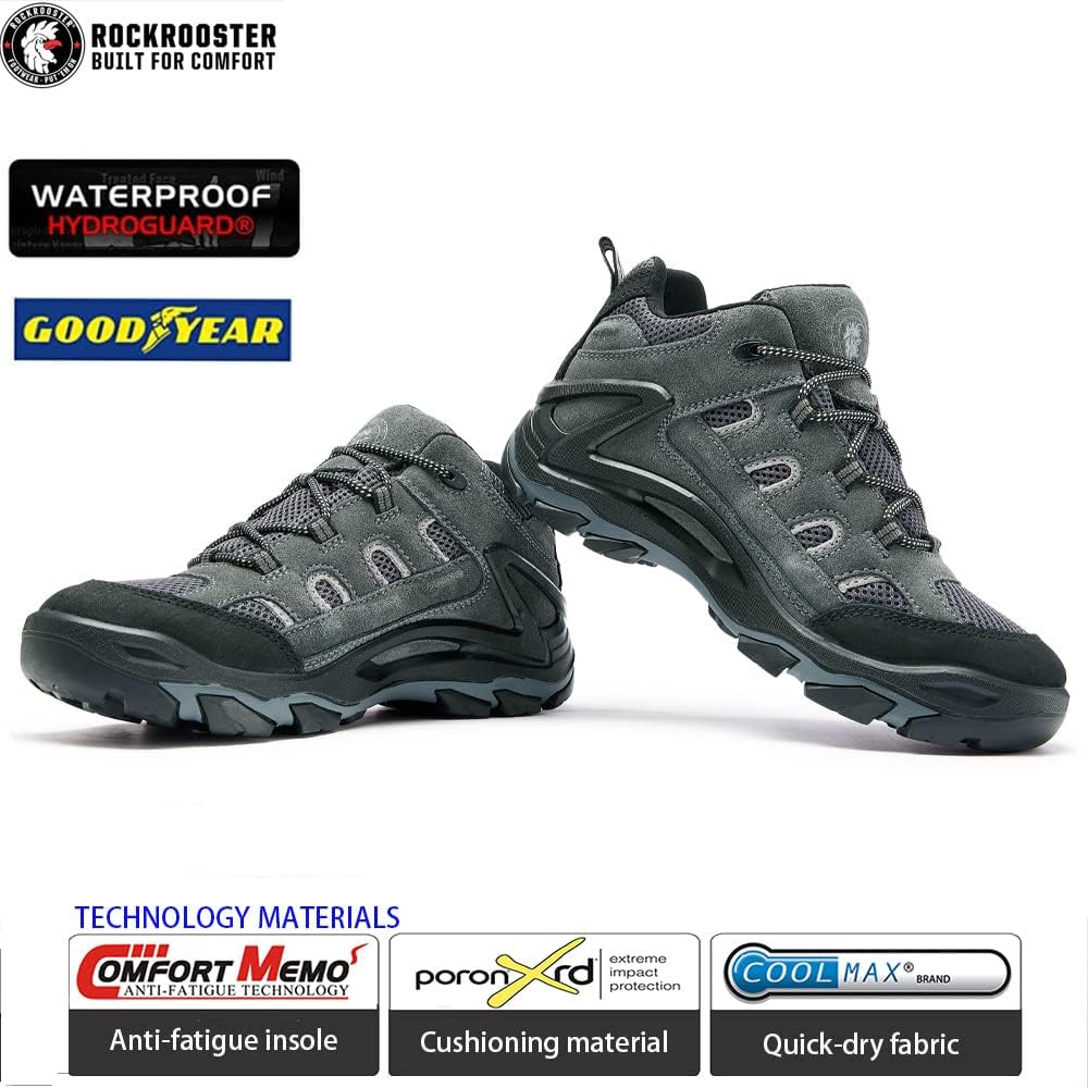 Miniatura 4 de ROCKROOSTER Botas de senderismo impermeables para hombre, ligeras, al tobillo, senderismo, mochileros, tácticas al aire libre, para combate,