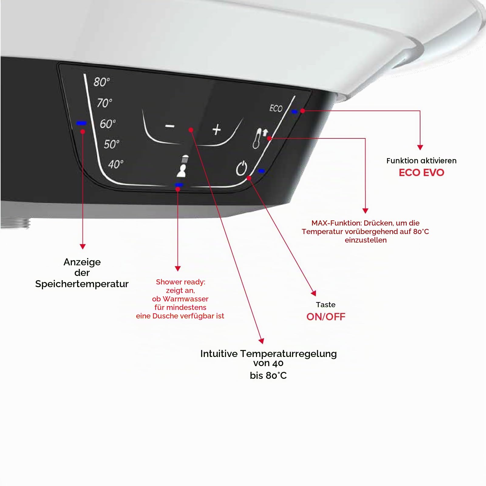 Ariston, Pro1 Eco Slim elektrischer Warmwasserbereiter, vertikal, 65 Liter + ECO und abgeschirmter Widerstand, 37,3 x 35,3 x 98,1 cm, hergestellt für die Installation in Spanien (Energieklasse A)
