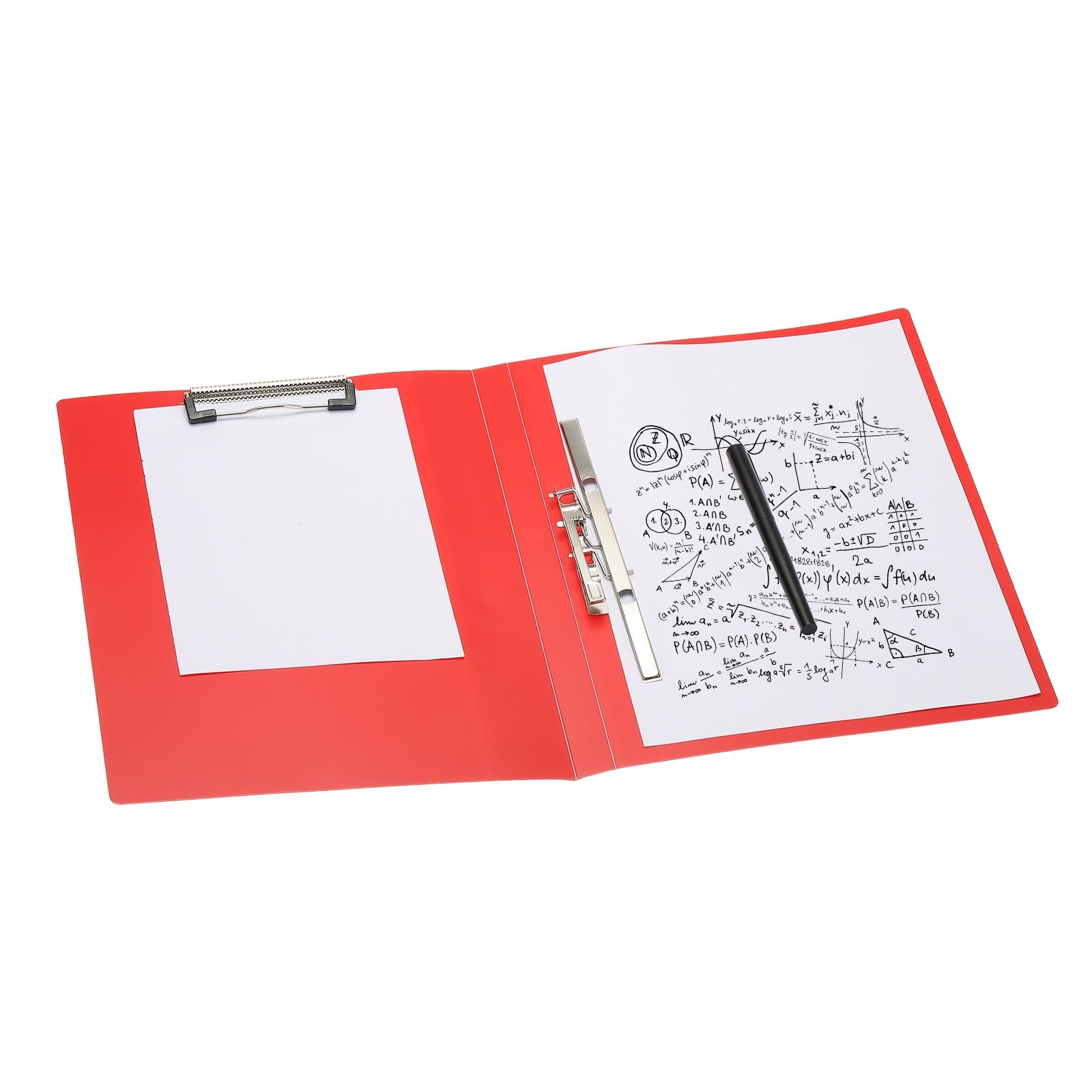 PATIKIL Ringless-Binder, A4 Binder Folders Punchless Clamp Padfolio Clipboard Clip Folder Foldable Plastic Document Binders Metal Clips for File Office Supplies, ADM95093C, Red