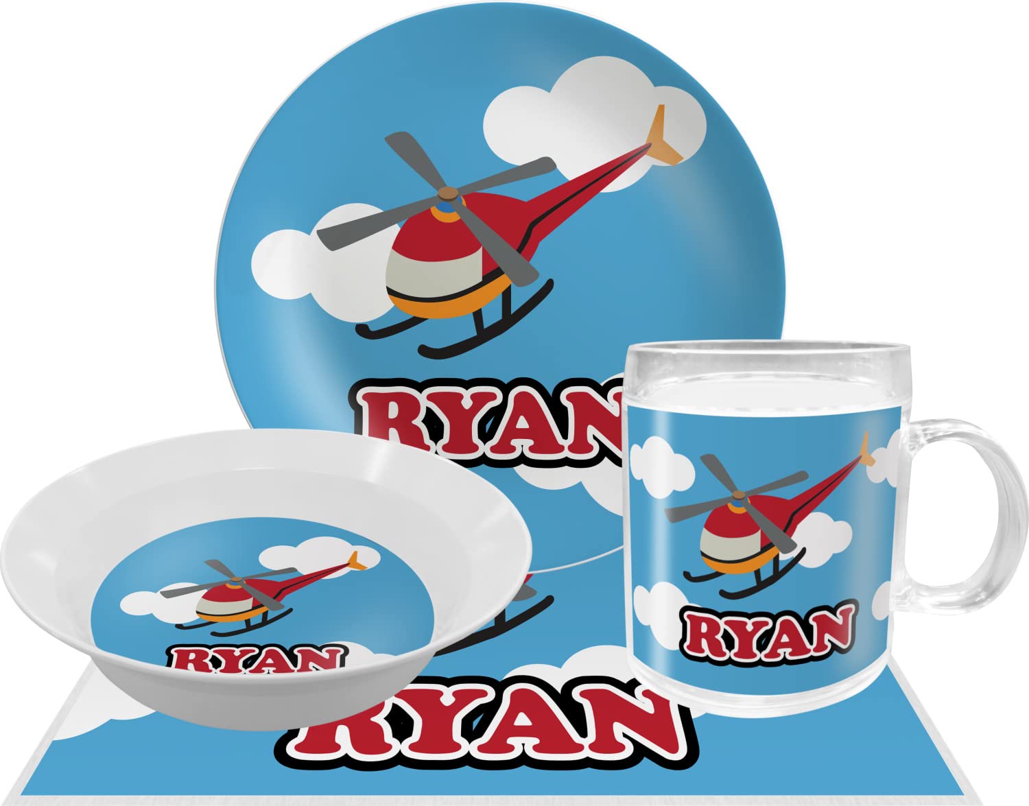 Personalized Helicopter Melamine Bowl - 12 oz
