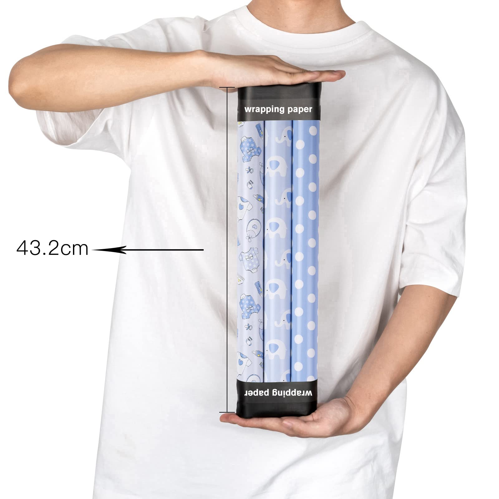 RUSPEPA Omkeerbaar inpakpapier voor verjaardag - mini-rol - 43,2 cm x