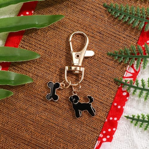 Gallkeat Hunde Schlüsselanhänger, Niedlicher Cartoon Anhänger für Tierliebhaber, Niedliche Anhänger Bagcharm für Damen (Schwarz)