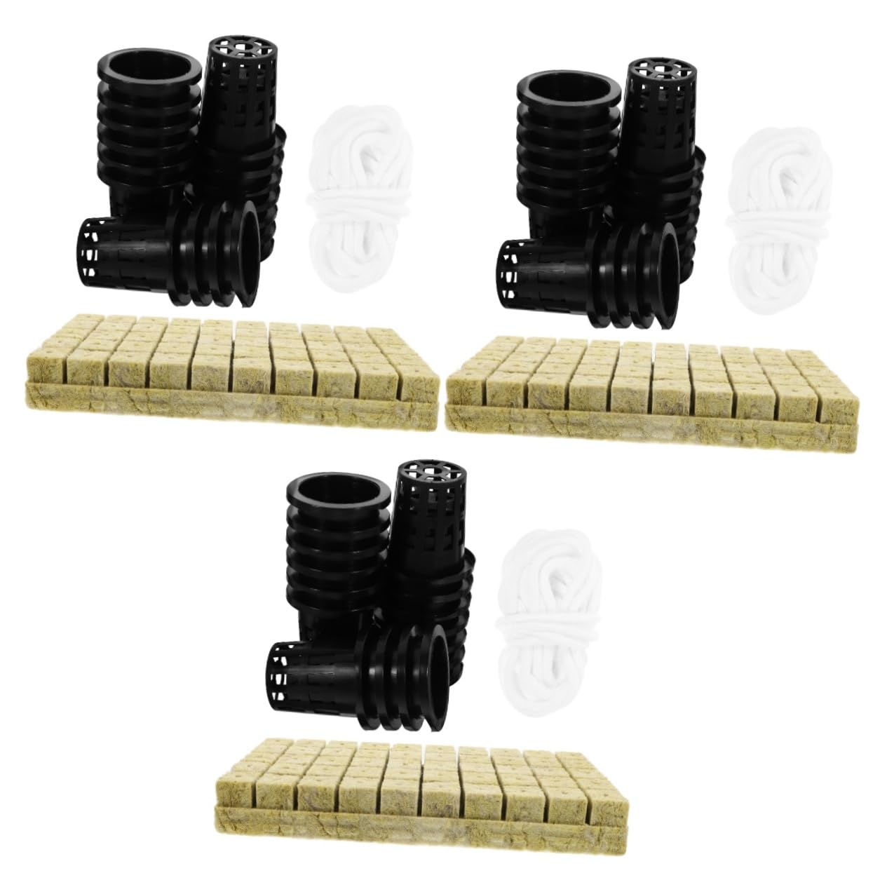 BESPORTBLE 3sätze Hydroponik Anzuchtsystem Kit Mit Mineralwolle Und Selbstbewässerung Pflanzkörbe Und Schnur Für Blumen Und Gemüse Für Indoor-