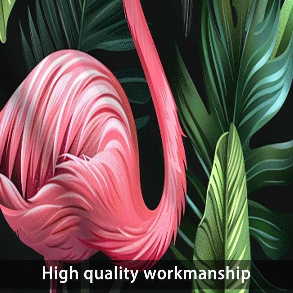 1 Panel Tropical Flamingo Floral Kitchen Valance Curtains for Windows, Pink Art Nature Window Treatment Rod Pocket Drapes Valances for Bathroom, 54" X 18"
