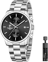Affute Stainless Steel and Metal Chronograph Quartz Watch Waterproof with Automatic Date on Colorful Hands