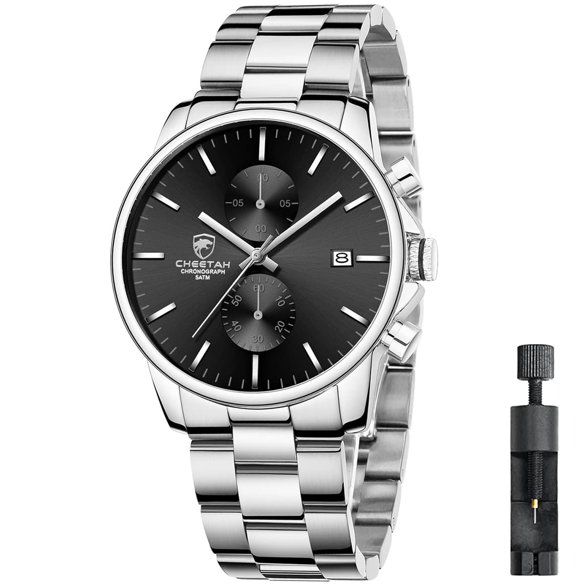 Affute Orologi da uomo in acciaio inox e metallo, stile casual, impermeabile, cronografo al quarzo, data automatica, lancette colorate…