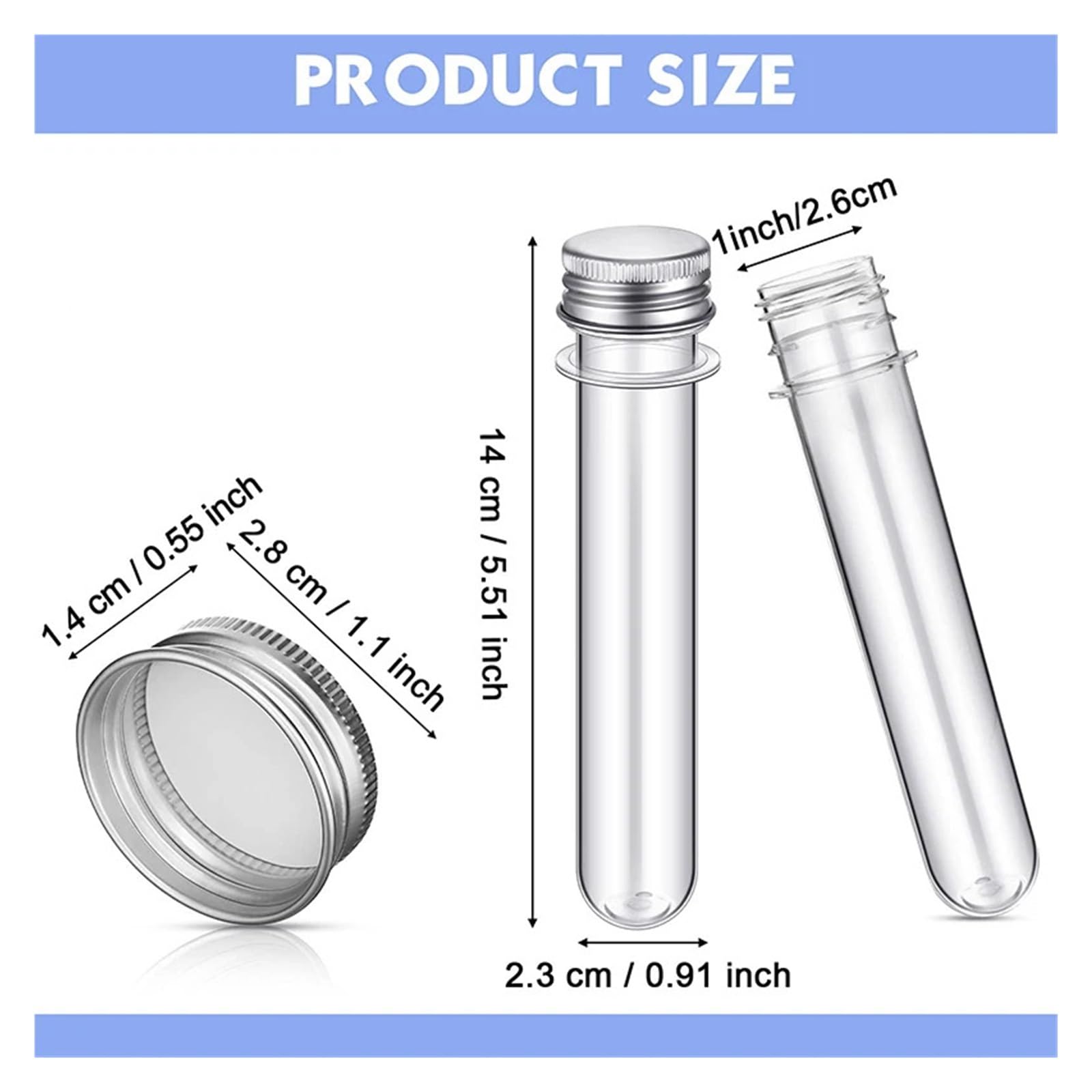 MENGKE 50Pcs Plastic Test Tubes Clear And Transparent Candy Storage Containers With Screw Caps Bath Salt Mask Bottle 40Ml