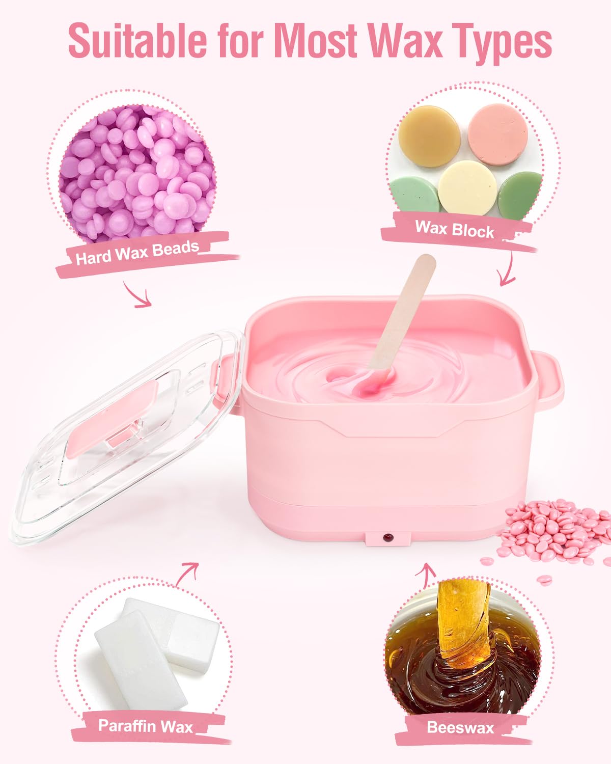 Silicone Wax Warmer for Hair Removal, Foldable Waxing Heater Machine for Melting Hard Soft Wax Beads, 18.6oz Electric Waxing Kit Silicone Wax Pot - Beginner Friendly, Fast Heating, Easy to Clean