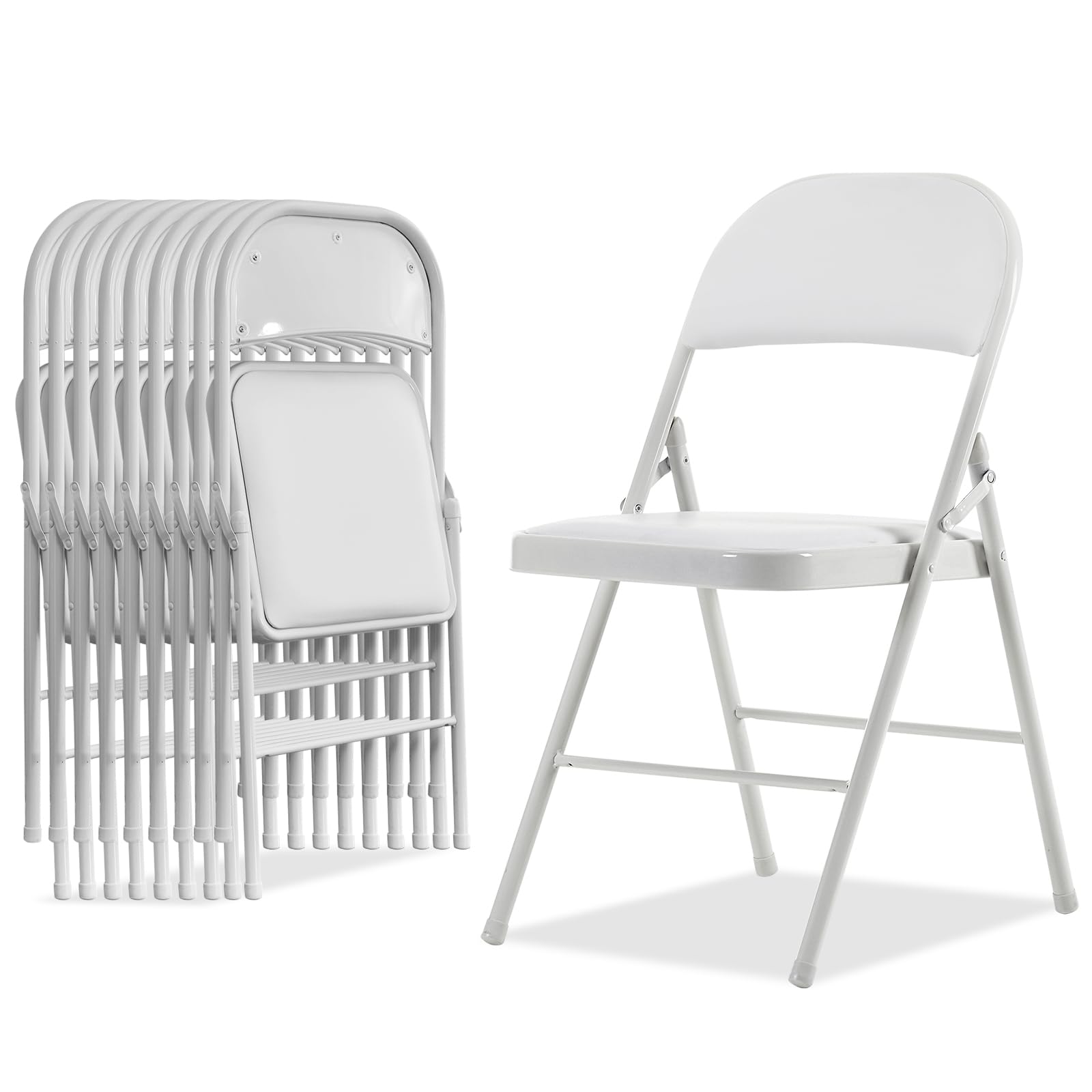 Amazon.com: Karl home 10 Pack White Folding Chairs with Padded Seats ...