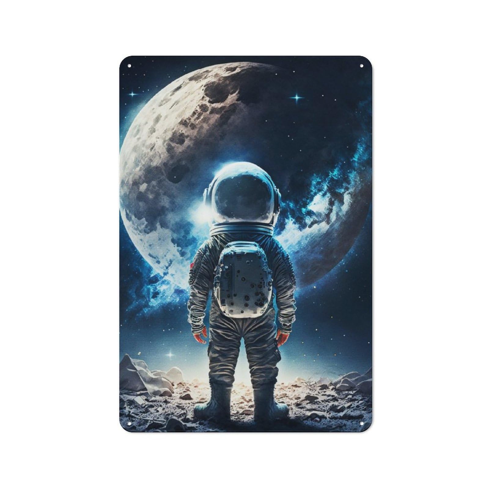 Junmoney Boys Little With Astronaut Tin Wall Plaque 30X20cm With For Man Cave Or Games Room, For Updating Man Cave And Games Room After Moving