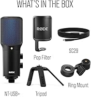 Vista 8 de RØDE NT-USB+ Professional-Grade USB Condenser Microphone For Recording Studio Quality Audio Directly To A Computer Or Mobile Device, Black
