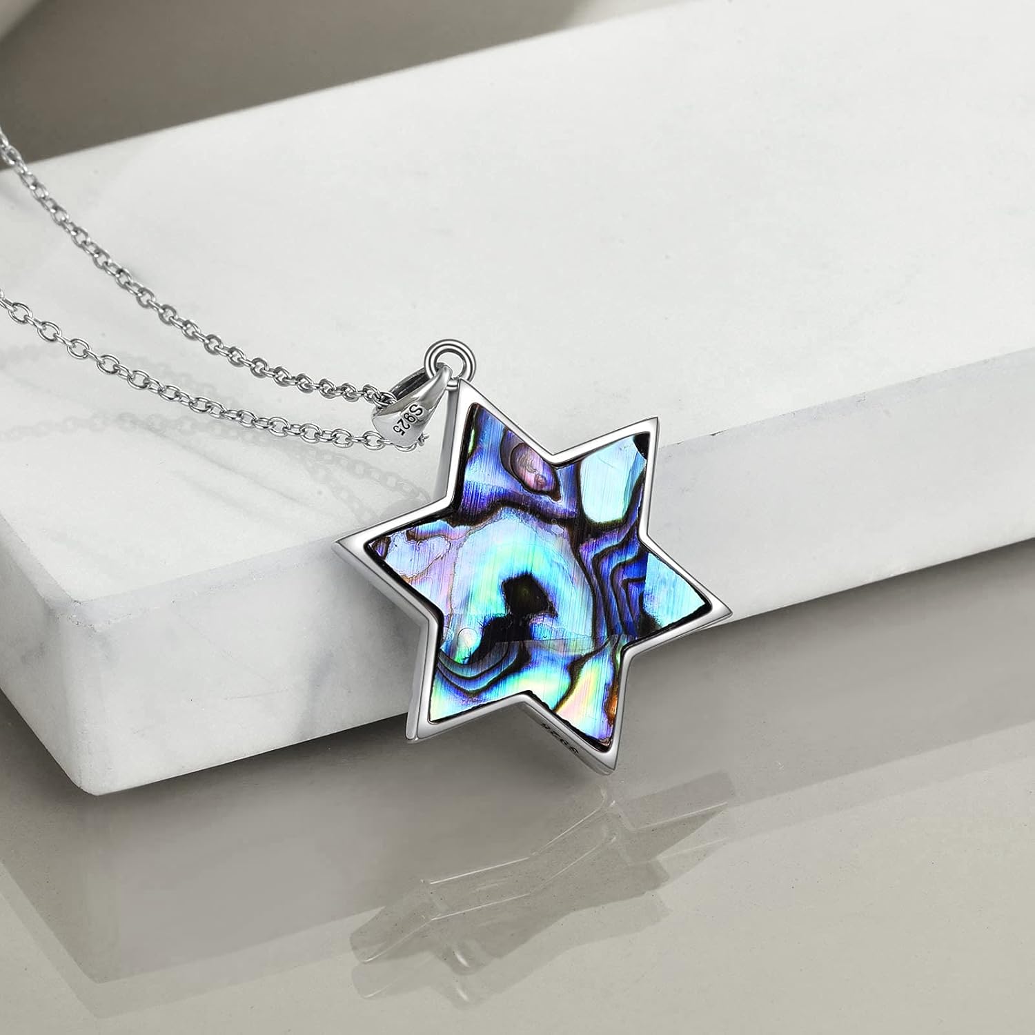 CRMAD Star of David Cross/Chai/Tree of Life/Peace Sign Necklace for Women Men Sterling Silver Cross Abalone Shell Jewish Jewelry - Image 4