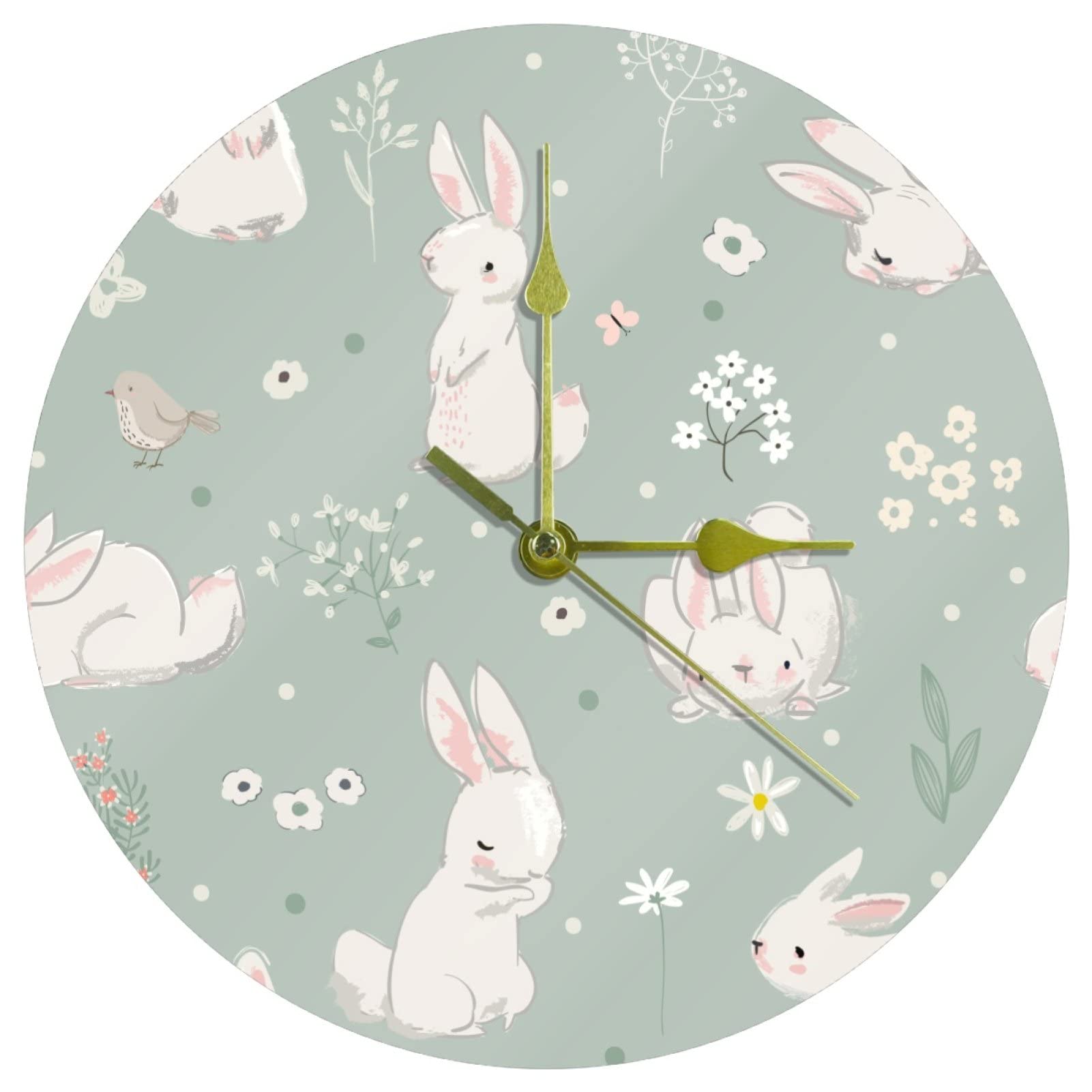 Horloge murale décorative lièvre mignon cadeau idéal pour naissance et décoration crèche