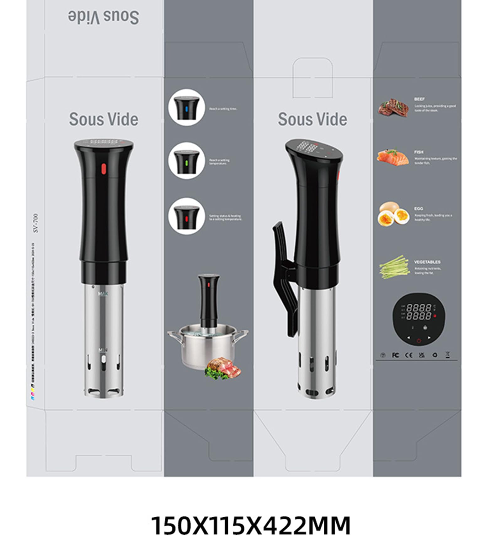 Circulador de inmersión Sous Vide para Uso doméstico | Cocedor y descongelador de precisión | 1100 W filetes, Carne, Pescado y más