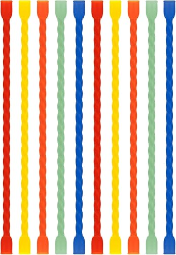 Miniatura 8 de Gesipor 10 bridas de silicona de 18 pulgadas  Bridas reutilizables de goma con núcleo de acero flexible para empaquetar y sostener, ataduras