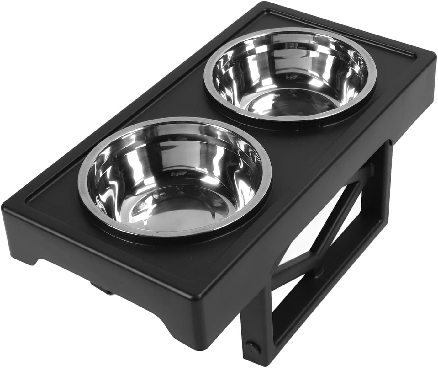 Elevated Dog Bowls, Adjustable Height Elevated Pet Feeding Station with Double Stainless Steel Bowls for Dogs and Cats