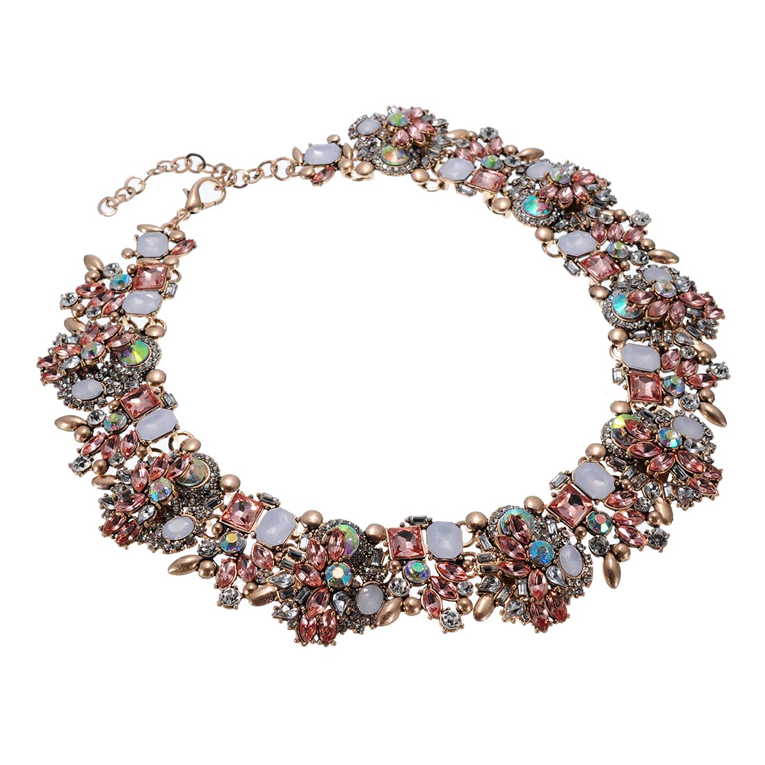 Crystal Rhinestone Statement Necklace, Vintage Chunky Chain Choker Collar Bib Statement Necklace Fashion Costume Jewelry Necklaces for Women