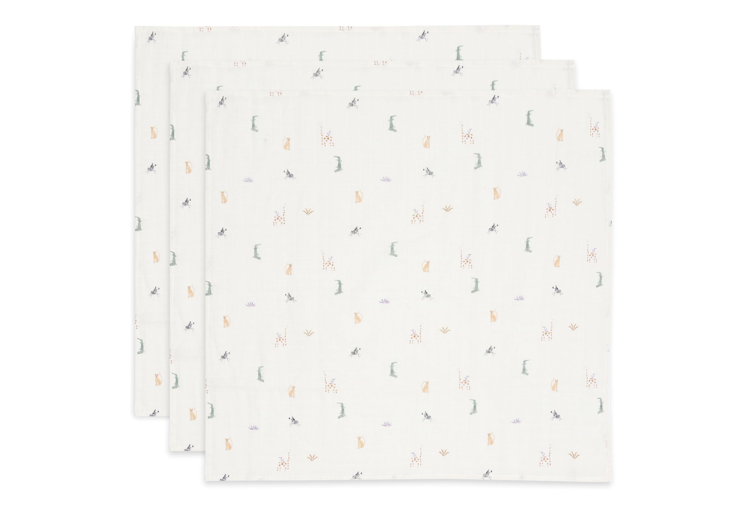 Jollein Jungle Jambo 535-851-67090 Muslin Burp Cloths 70 x 70 cm Pack of 3, Multicoloured