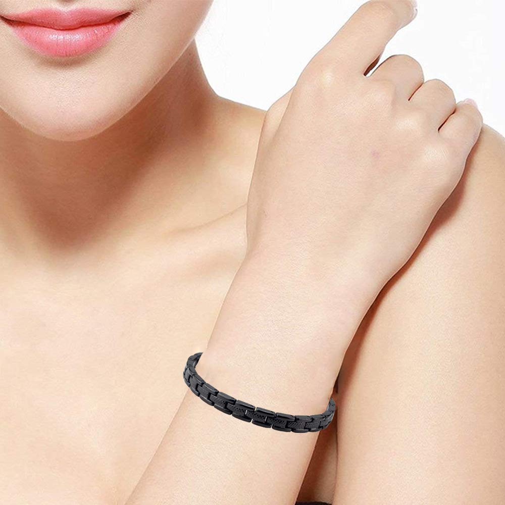 EBUTY Bracciale In Titanio Nero 4 Elementi Donna, Regolabile, Ipoallergenico, Con Strumento - 3