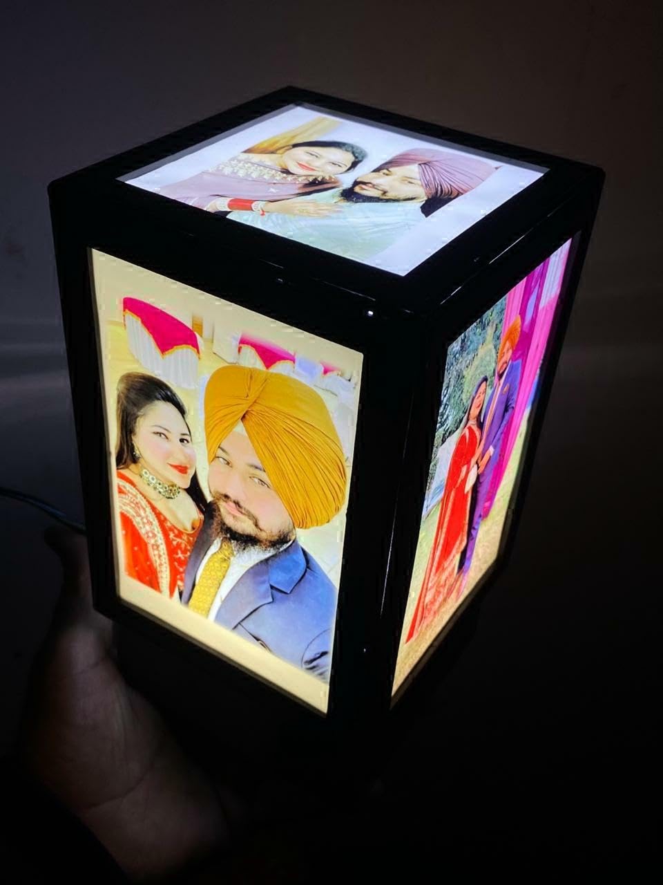 Customized Led Table Lamps with 5 Personalized Photo Frames Rotating Cube for Home & Bedroom Decorative Light Frame Set, 4x6 inch, Black-image-16