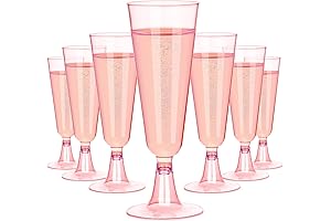40 Pcs Pink Plastic Champagne Flutes,5.5 Mimosa Glasses Plastic Acrylic Champagne Flutes for Wedding