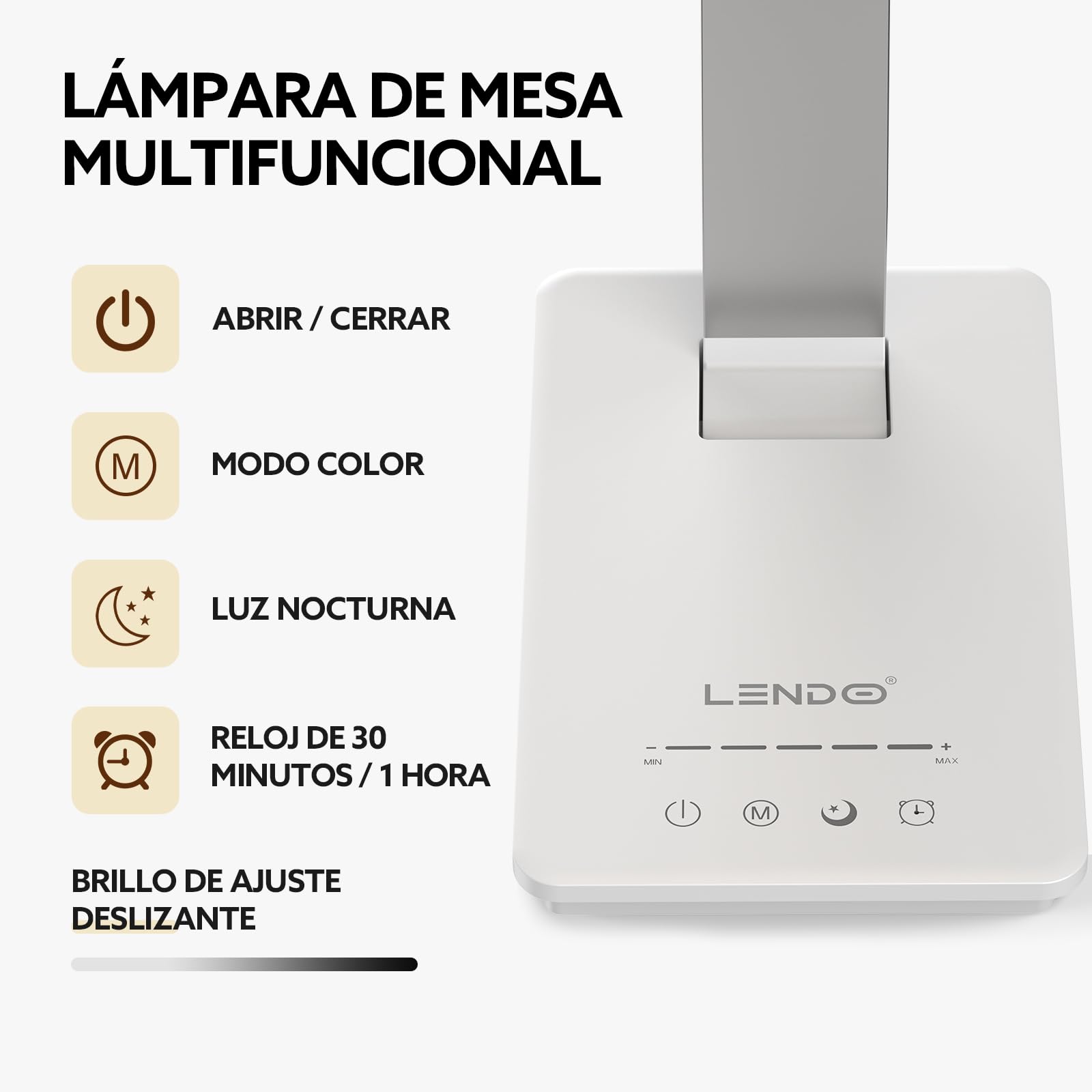 LENDOO LED Lampara Escritorio,Doble Cabeza Flexo LED Escritorio, Batería Inalámbrica 700 Lumen con 5 Modos Regulable 3000K-6500K, Cuidado Ocular,Temporizador de 30/60min,para Trabajo Estudio