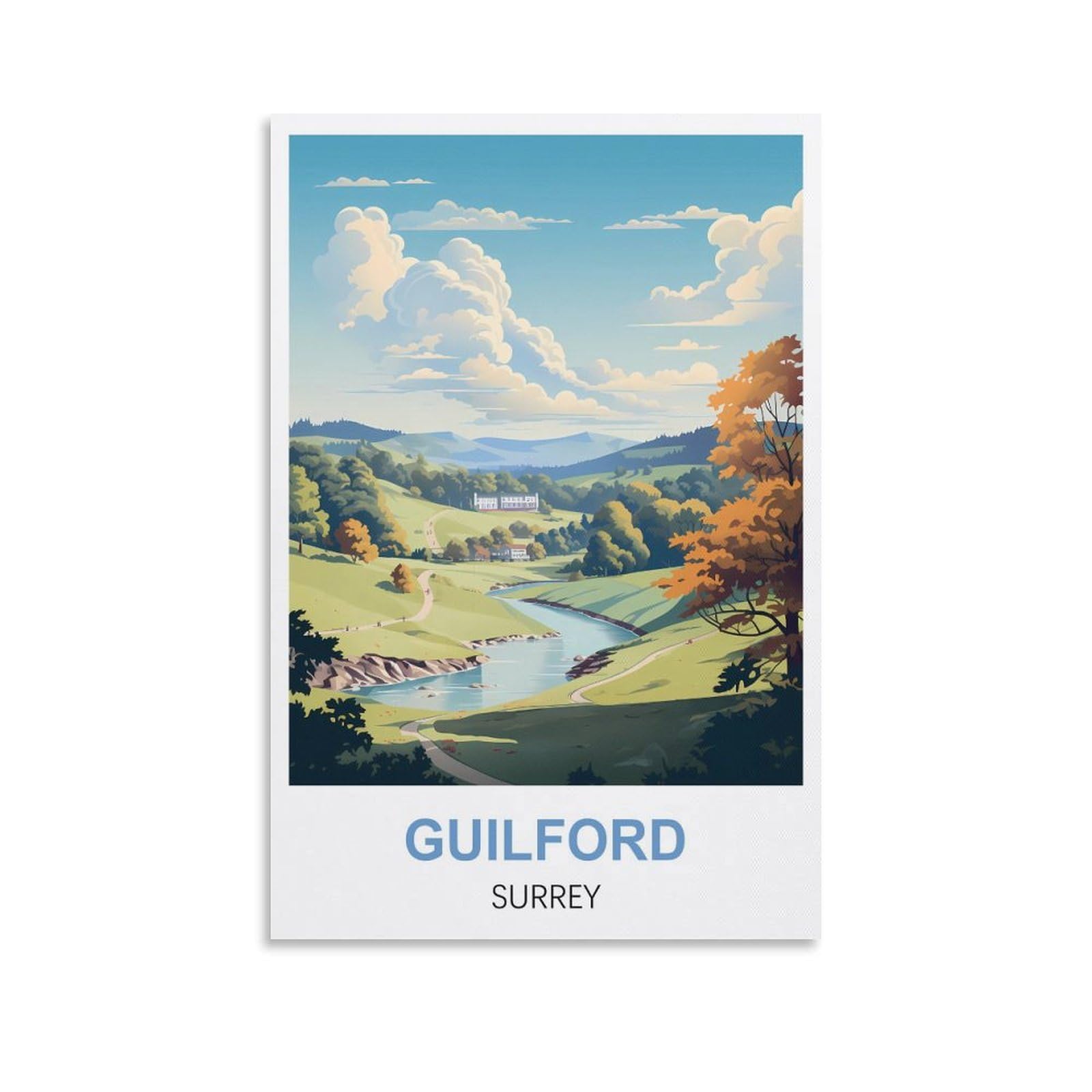 EZMLFA 5D Diamond Painting Kits for Adults,Guilford Surrey,DIY Full Round Drill Diamond Dot Gem Art Kits for Adults,Crafts for Decor 40x40cm