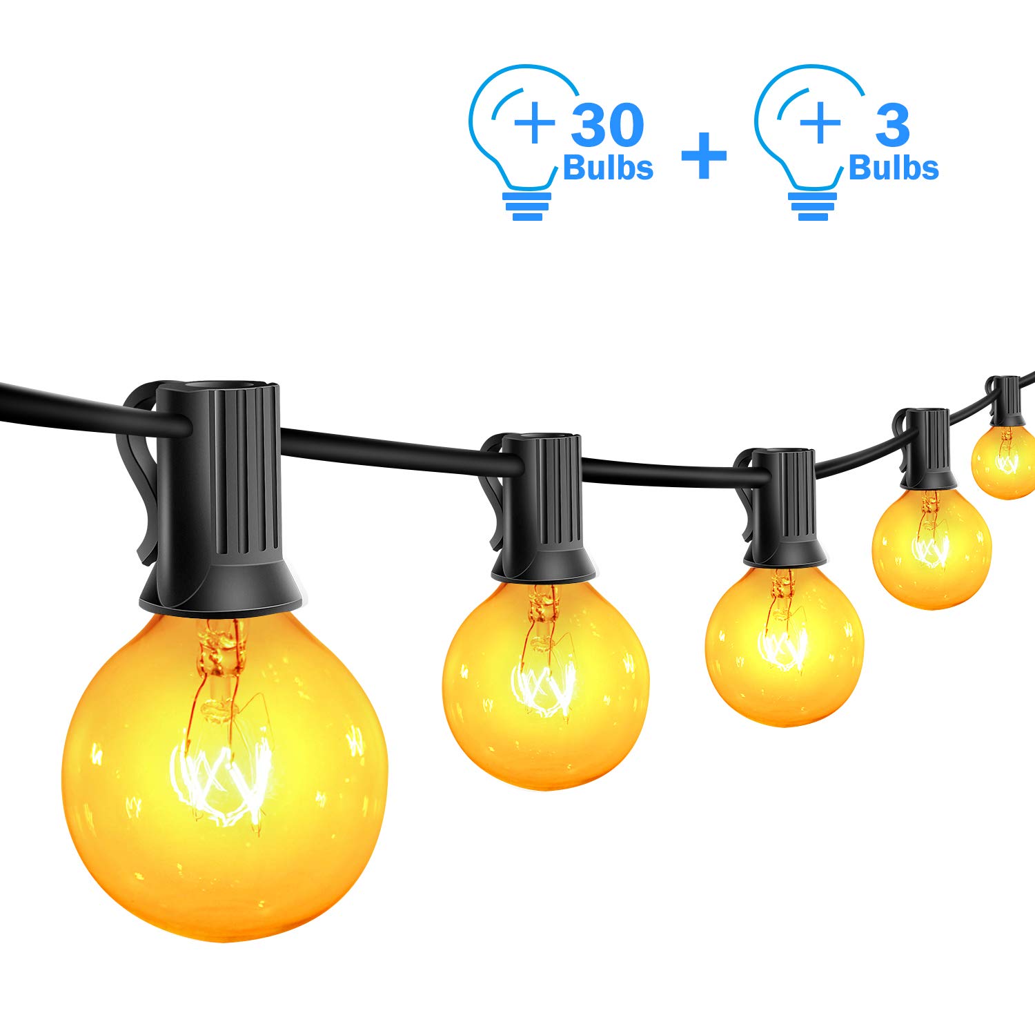 Outdoor Garden String Lights,30Ft G40 Vintage Edison Bulbs 30 Hanging Sockets,Hanging Indoor/Outdoor String Lights for Patio Garden Backyard Bistro Pergola Gazebo Décor